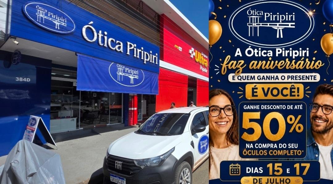 Ótica Piripiri celebra aniversário com promoção de até 50% de desconto em óculos completos