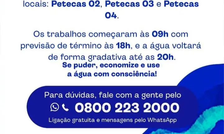 Águas do Piauí realiza manutenção emergencial após furto de cabos e pode suspender abastecimento em Piripiri