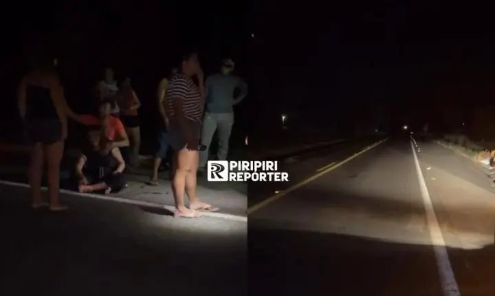 Animal na pista causa acidente na BR 343; duas pessoas feridas