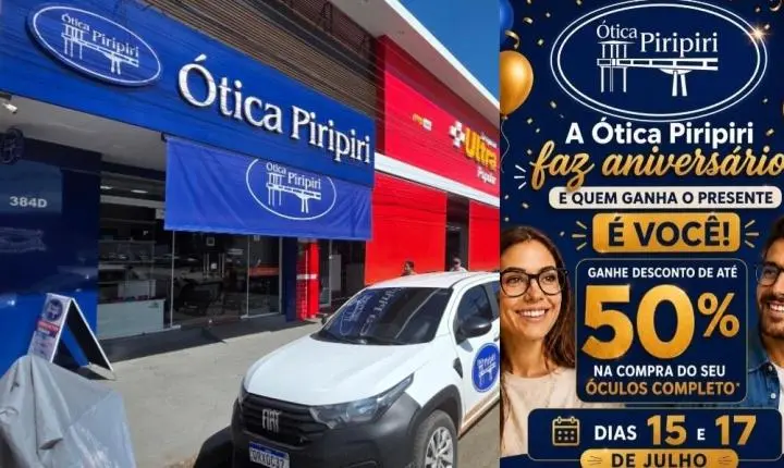 Ótica Piripiri celebra aniversário com promoção de até 50% de desconto em óculos completos