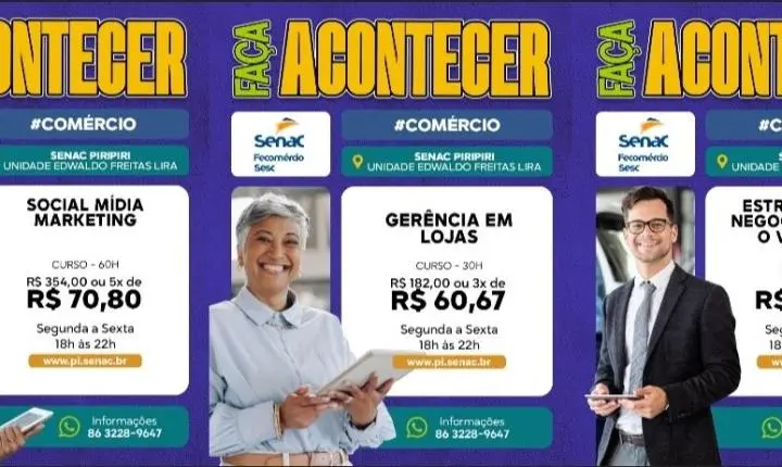 Senac Piripiri abre inscrições para cursos nas áreas de Marketing, Gestão e Vendas no mês de agosto